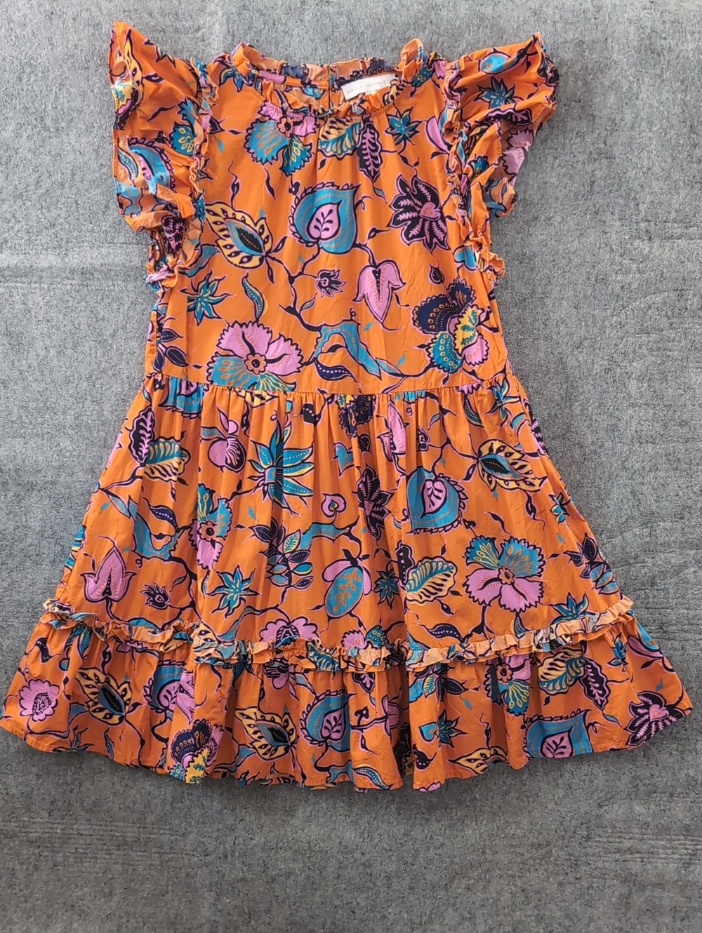House of Harlow 1960 Orange Floral Ruffled Sleeve Dress